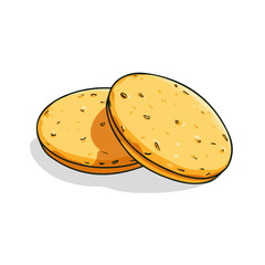 2D flat vector graphic of a Arepas in icon style, isolated on white background