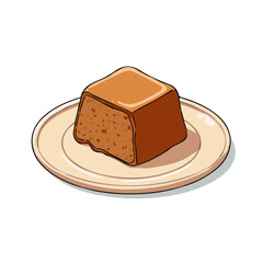 Minimal 2D flat vector of a Malva Pudding, icon-style illustration on a white background
