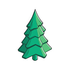 Flat 2D Christmas Tree vector illustration, icon graphic on white background