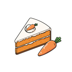 Flat 2D Carrot Cake vector illustration, icon graphic on white background