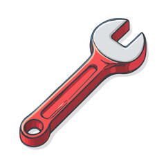 Flat 2D Wrench vector illustration, icon graphic on white background