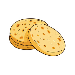 Arepas, 2D flat vector illustration in icon style, isolated on a white background