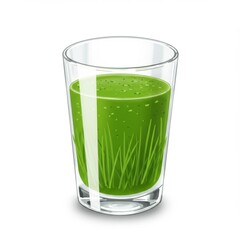 Tall Glass Filled with Vibrant Green Smoothie Isolated on White Background