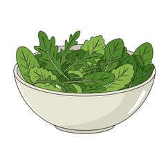 Abundant Arugula Salad in a Ceramic Bowl Against a Plain White Background