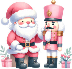 Cute Santa Claus with Nutcracker Christmas Illustration