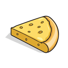 Cheese Pizza, 2D flat vector illustration in icon style, isolated on a white background