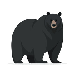 Minimal 2D flat vector of a Black Bear, icon-style illustration on a white background