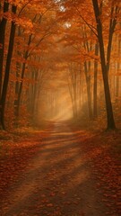 Fototapeta premium [crisp morning walk in fall woods mobile wallpaper]