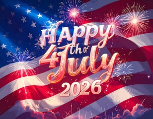 Patriotic Fourth of July celebration with fireworks