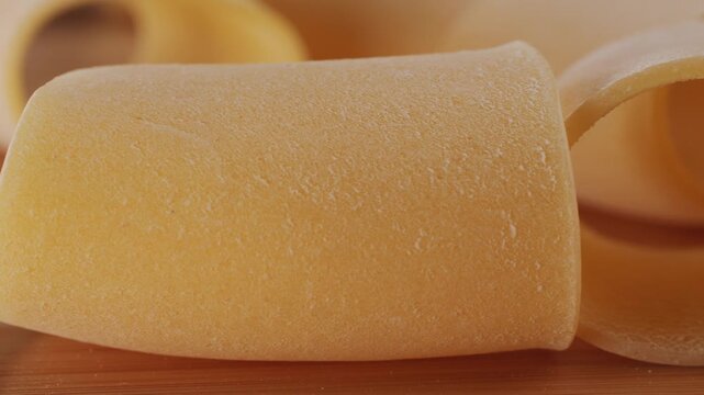 Italian pasta Paccheri, Cannelloni type of pasta in the shape of a very large tube, originating from Campania