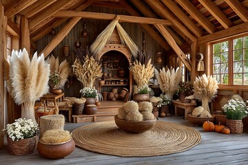 Artisan village basket shop scene high resolution picture