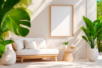 A Scandinavian Living Room with a Simple Sofa