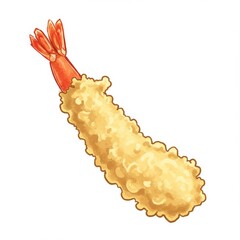 Naklejka premium Golden Fried Shrimp Tempura Detailed Close Up Isolated on White Background