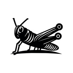 Black Color Grasshopper Silhouette Vector Design.