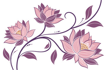 seamless pattern with pink lotus