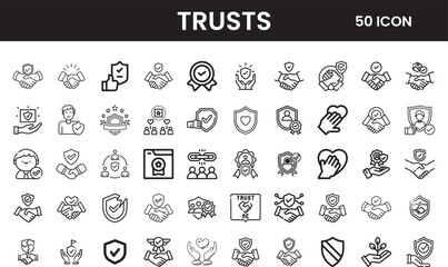 Collection of trust and security icons representing reliability and safety