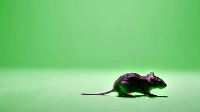 mouse walking on green surface amidst soft lighting HD video footage on green screen background premium quality