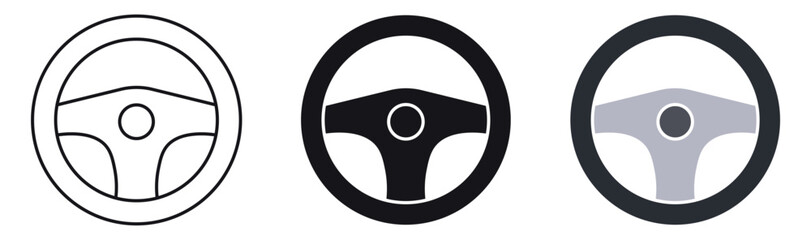 Steering wheel  icon set , car steering wheel symbol . Vector illustration .