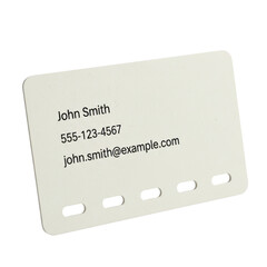 Business card presentation with minimalist design and modern perforation elements enhancing visual