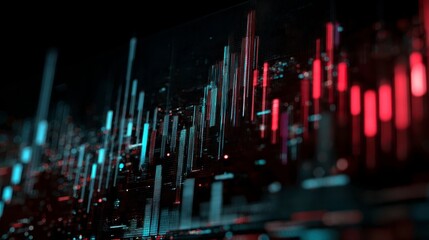 Abstract Data Visualization in Red and Blue Color Scheme