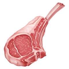 Isolated Raw Lamb Chop with Bone on White Background Ready for Cooking