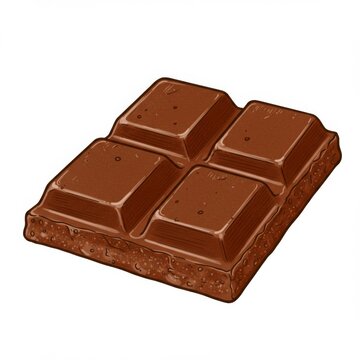 A Piece of Sweet Brown Chocolate Isolated on Plain Background in Square Block Shape