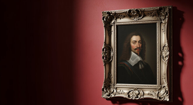 Baroque portrait of a noble gentleman in ornate frame historical art European aristocracy vintage painting