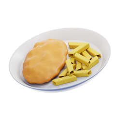 Fish and Chips 3D Illustration