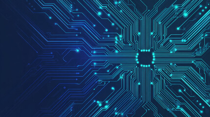 Glowing blue electronic circuit board background