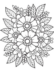 Fototapeta premium flowers Coloring Book Pages flowers for Relaxation and Stress Relief on