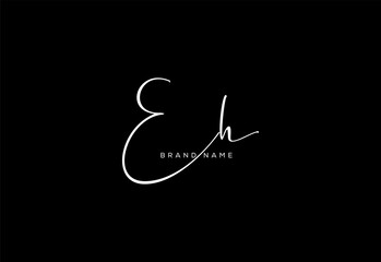 EH letter beauty cursive handwriting logo.