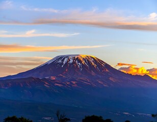 Majestic mountain peak at sunset