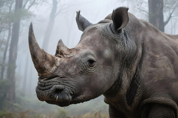 Naklejka premium white rhino close up