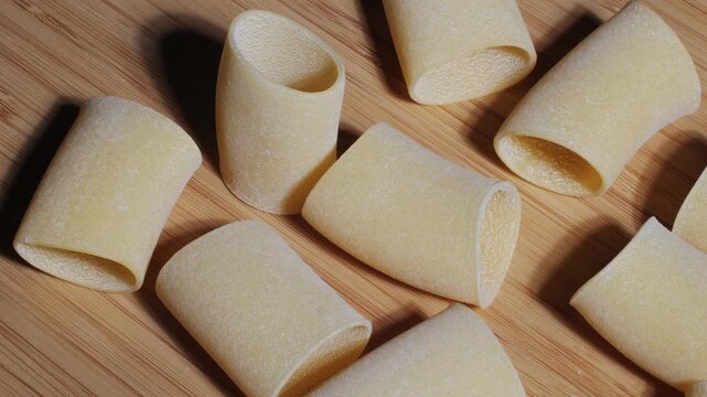 Italian pasta Paccheri, Cannelloni type of pasta in the shape of a very large tube, originating from Campania