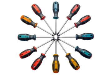 some screwdrivers arranged in a star shape