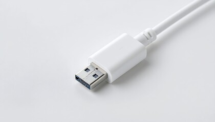 Clean White DisplayPort Cable Studio Shot Realistic Product Photography