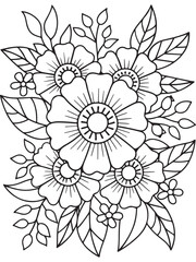 Flower coloring pages for adults and kids 