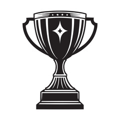Black and White Trophy Vector Illustration – Simple Award Cup Icon Design