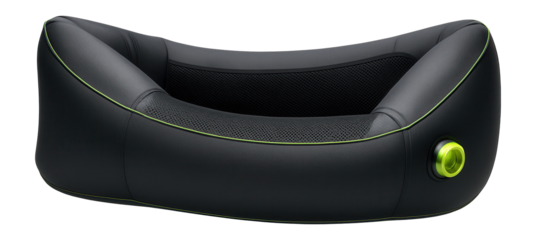 Inflatable hammock-style lounger with air valve for easy inflation at festivals