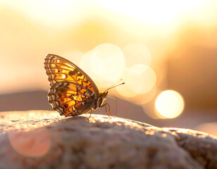 Obraz premium butterfly on sunset background
