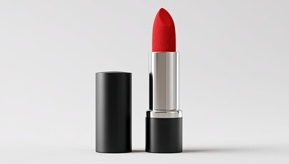 Obraz premium Red lipstick, black casing, minimalist product shot