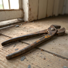 old well used pair of rusty nippers
