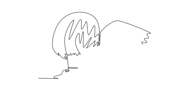 Haircut concept. Single line draw design. Full length animation illustration. High quality 4k footage