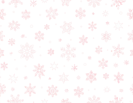 Seamless Christmas Pattern with Snowflakes and Stars, Red and White Theme, isolated on transparent background PNG