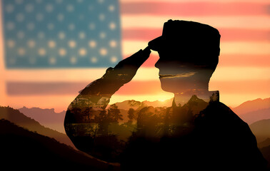 Veterans Day graphic material Patriotic American Flag and Military Memorabilia, American flag watercolor, Military boots silhouette, Soldier tribute