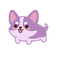 Cute Purple Corgi Dog Cartoon Clipart PNG