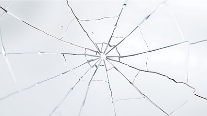 Obraz premium Macro shot of cracked glass texture with high contrast on white.