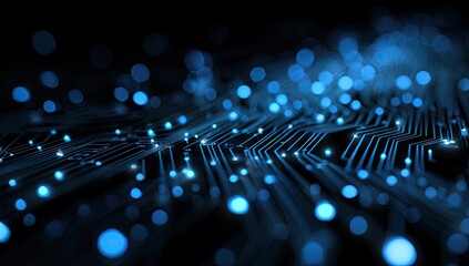 Abstract Blue Circuit Board Network Technology.