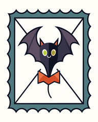 Vector art of cute cartoon bat wearing a bow tie