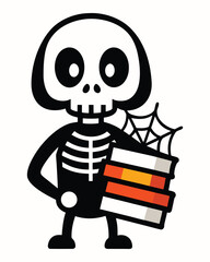 Vector art of cartoon skeleton holding candy corn